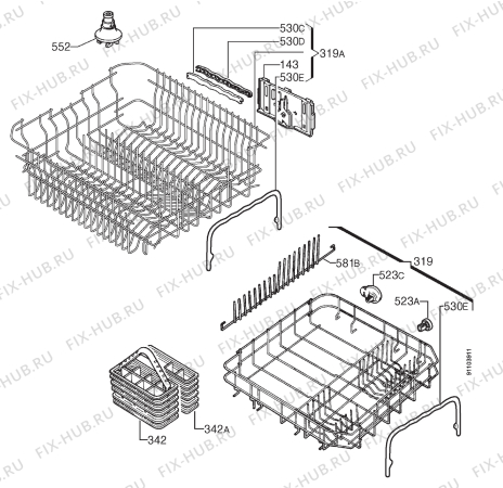 Взрыв-схема посудомоечной машины Rex ISX1062WRD - Схема узла Basket 160